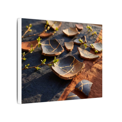 Spring Broken Pottery Gold Vein Canvas Art | Philosophical Decor