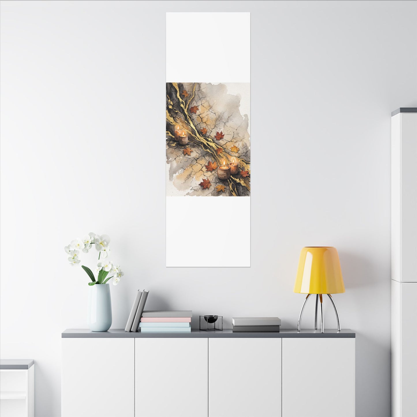 Cracked Earth Autumn Canvas Art | Japandi Warm Design