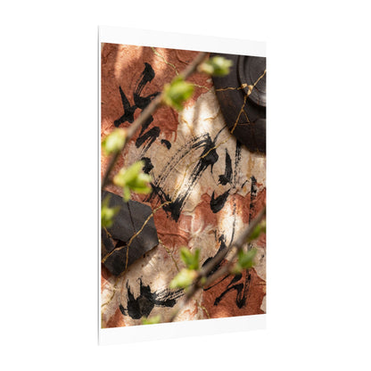Datsuzoku Ink Brushstroke Canvas Art - Kintsugi Gold Repair