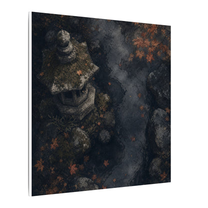 Stone Lantern Canvas Art | Autumn Japandi Texture Art