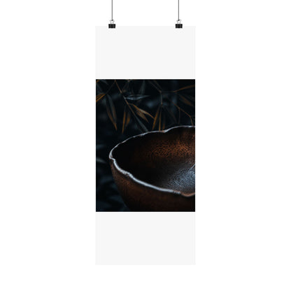 Moonlight Ceramic Bowl Wall Art Print - Dark Japandi Kanso
