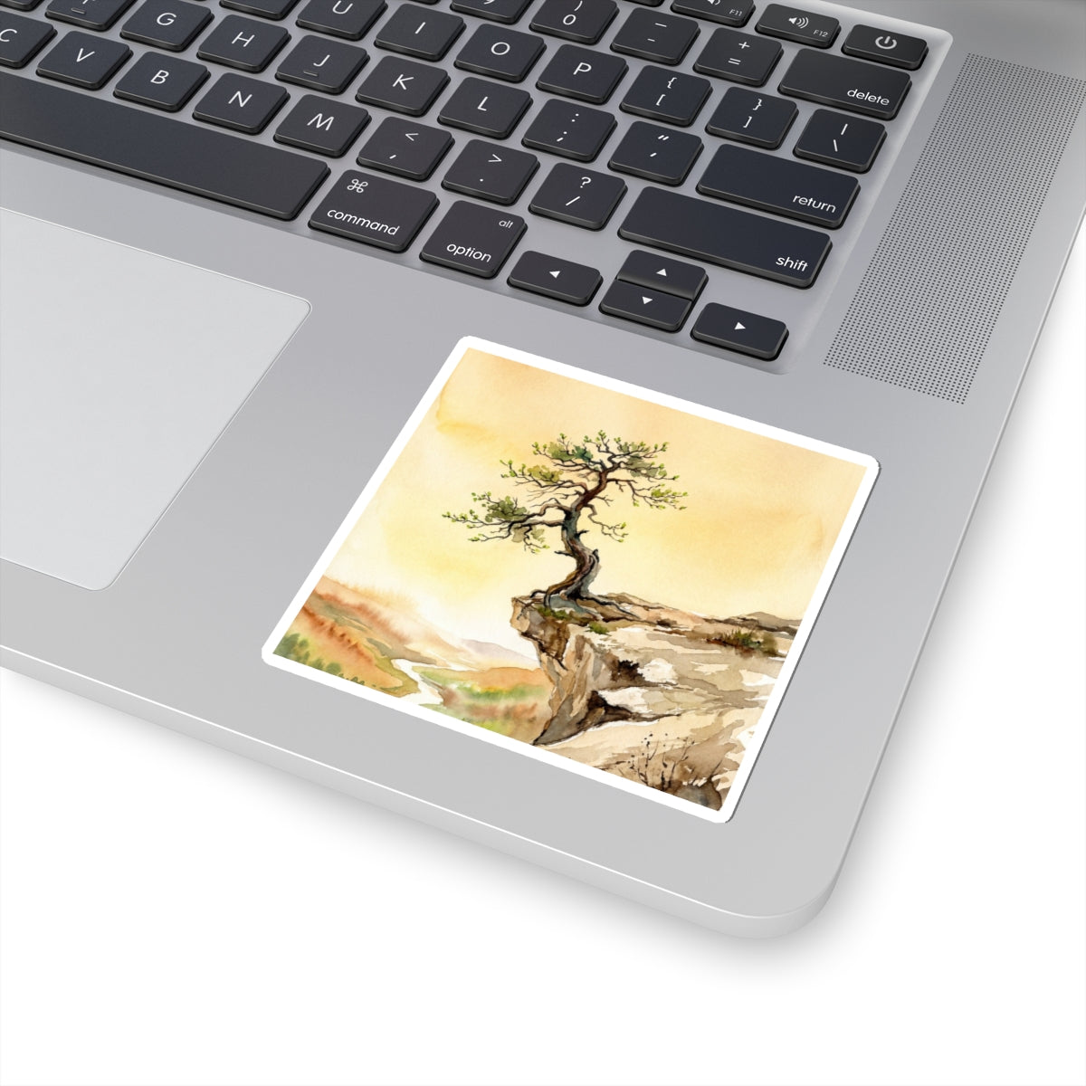 Pine Tree Watercolor Sticker | Warm Japandi Art Art Print