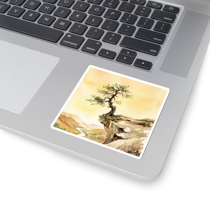 Pine Tree Watercolor Sticker | Warm Japandi Art Art Print
