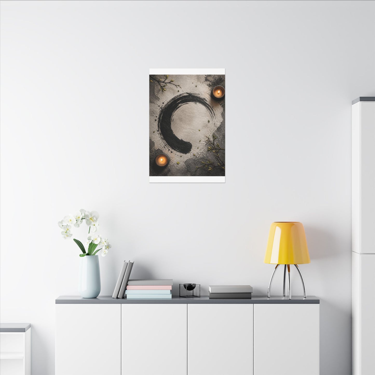Candlelight Ink Brushstroke Canvas Art - Zen Ma
