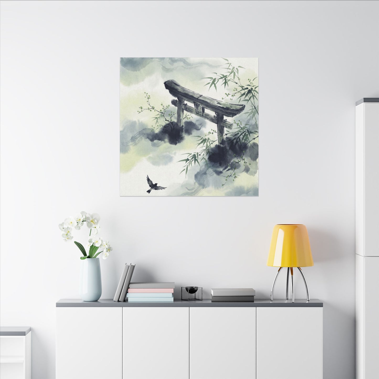 Torii Gate Sumi E Canvas Art | Serene Zen Art