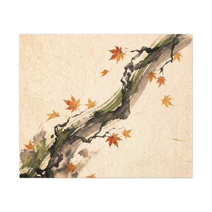 Ink Brushstroke Autumn Canvas Art | Zen Calm Design