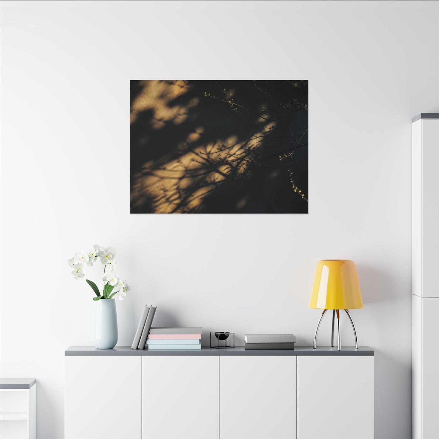 Moody Shadow Play Canvas Art - Moody Minimal Dark Japandi