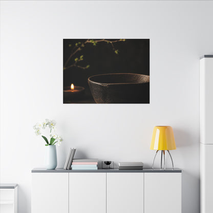 Moody Ceramic Bowl Canvas Art - Shadow Zen Dark Japandi