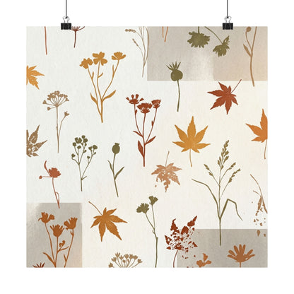 Warm Dried Flowers Wall Art Print - Japanese Pattern Japandi