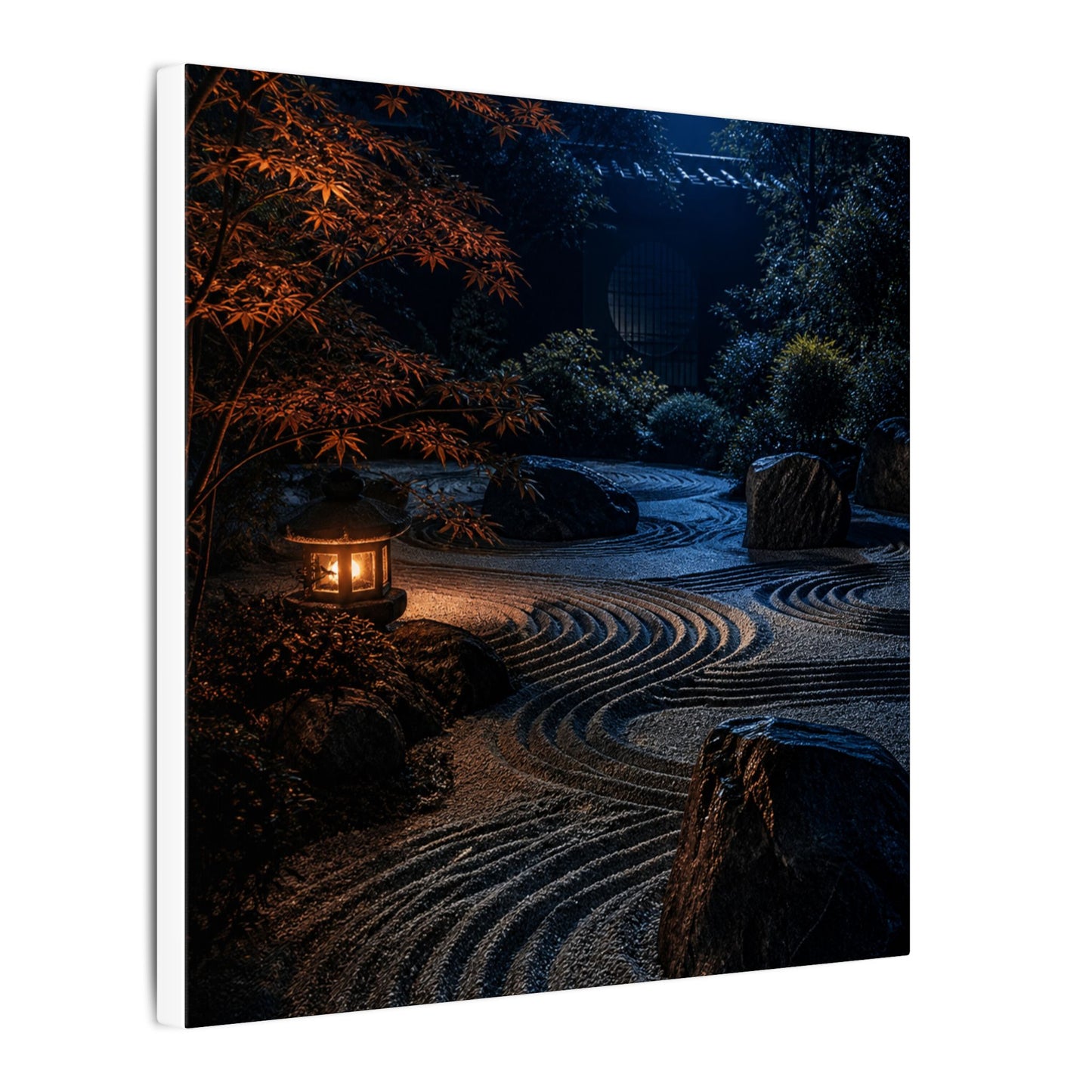 Summer Rock Garden Shadow Zen Canvas Art | Moody Decor
