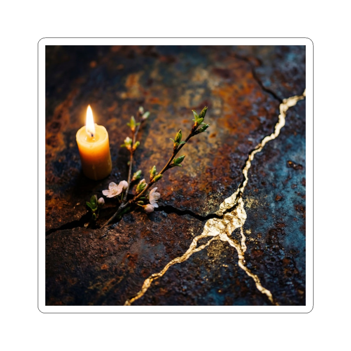 Rust Patina Gold Repair Sticker | Resilient Kintsugi Art Art Print