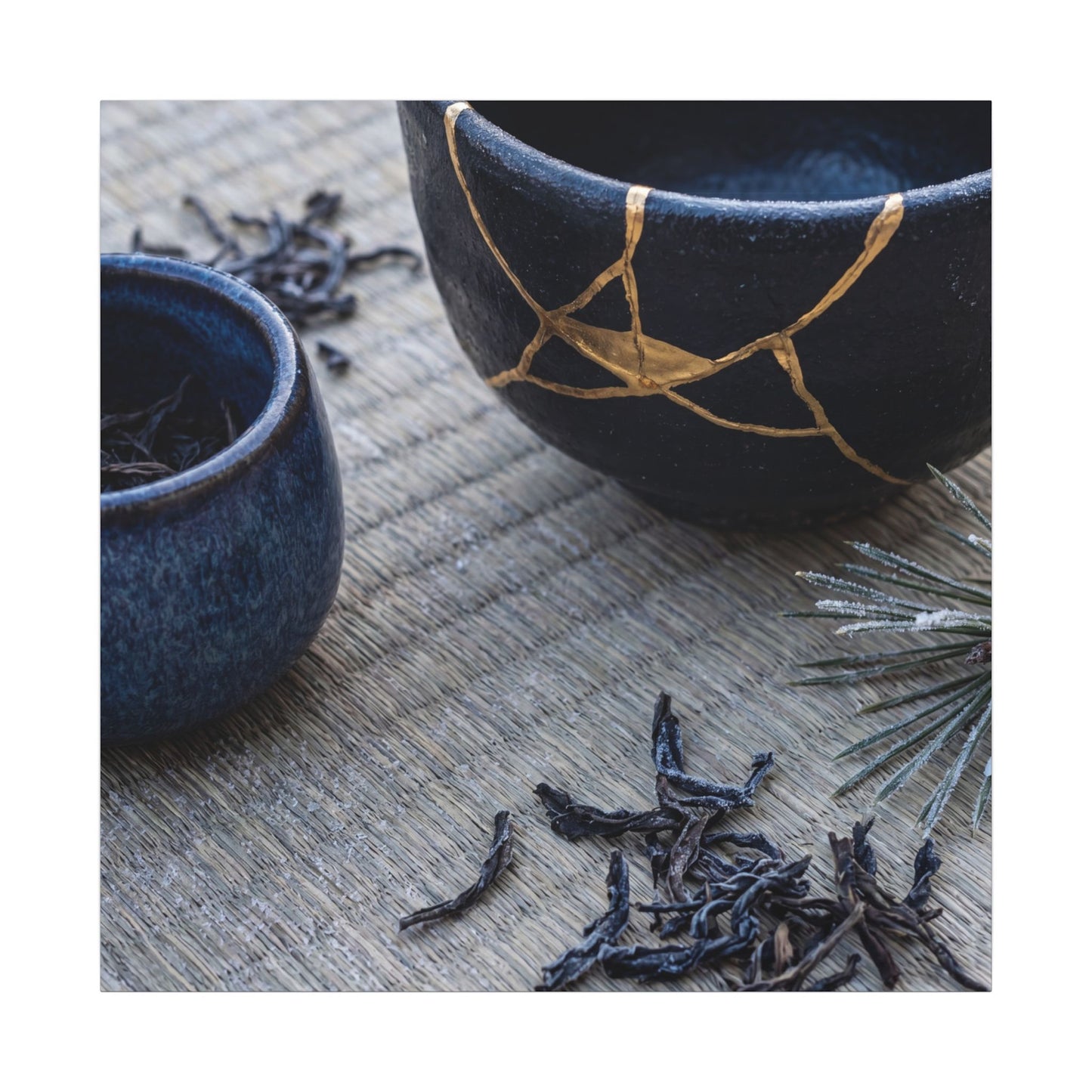 Kintsugi Tea Ceremony in Overcast | Gold Vein Canvas Art