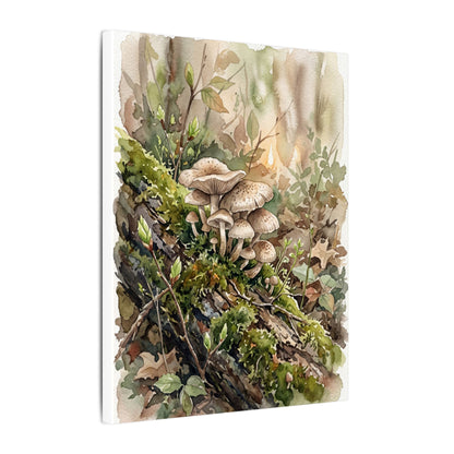Wild Mushrooms Canvas Art | Spring Japandi Watercolor Art