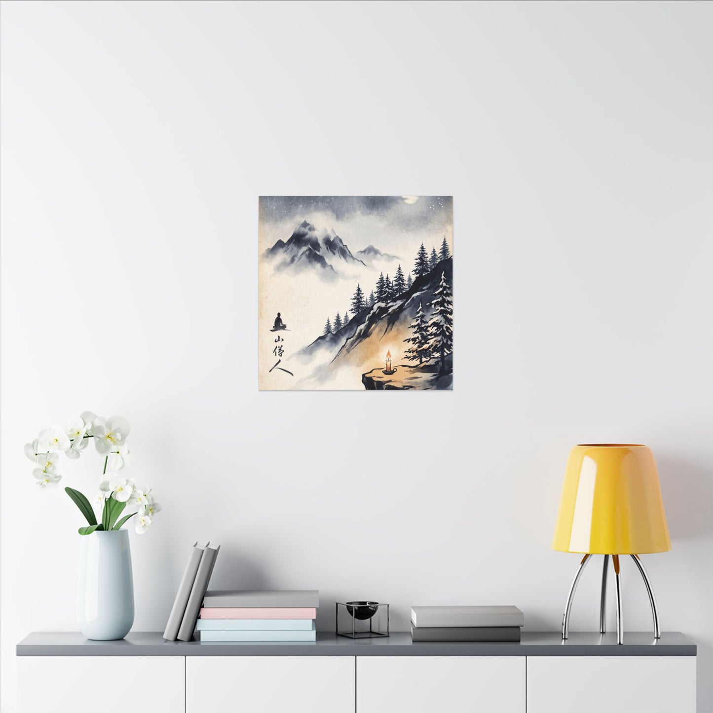 Mountain Mist Canvas Art | Winter Zen Ukiyo E Inspired Art