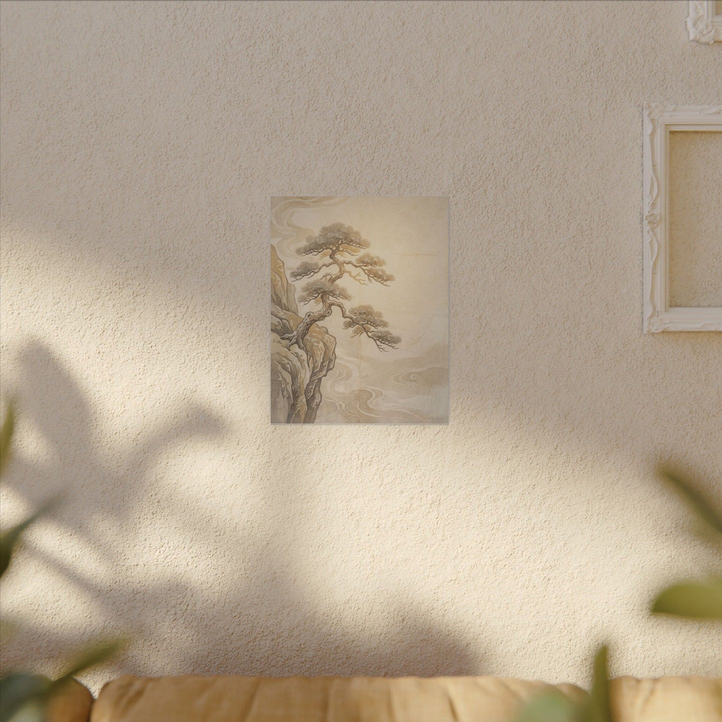 Winter Pine Tree Japanese Pattern Canvas Art | Elegant Decor