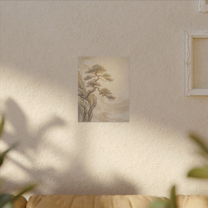 Winter Pine Tree Japanese Pattern Canvas Art | Elegant Decor