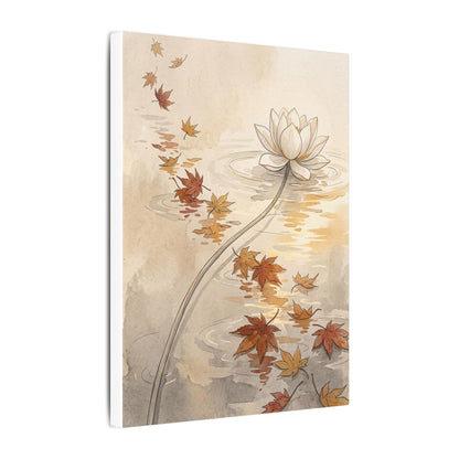 Lotus Flower Canvas Art | Autumn Japandi Minimal Line Art
