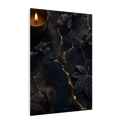 Candlelight Cracked Earth Canvas Art - Dark Japandi Ma