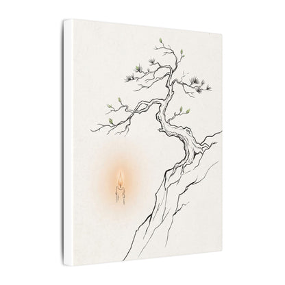 Candlelight Pine Tree Canvas Art - Japandi Shibui