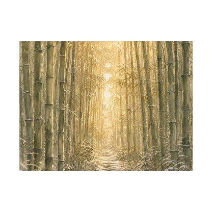 Bamboo Grove Winter Canvas Art | Japandi Elegant Design