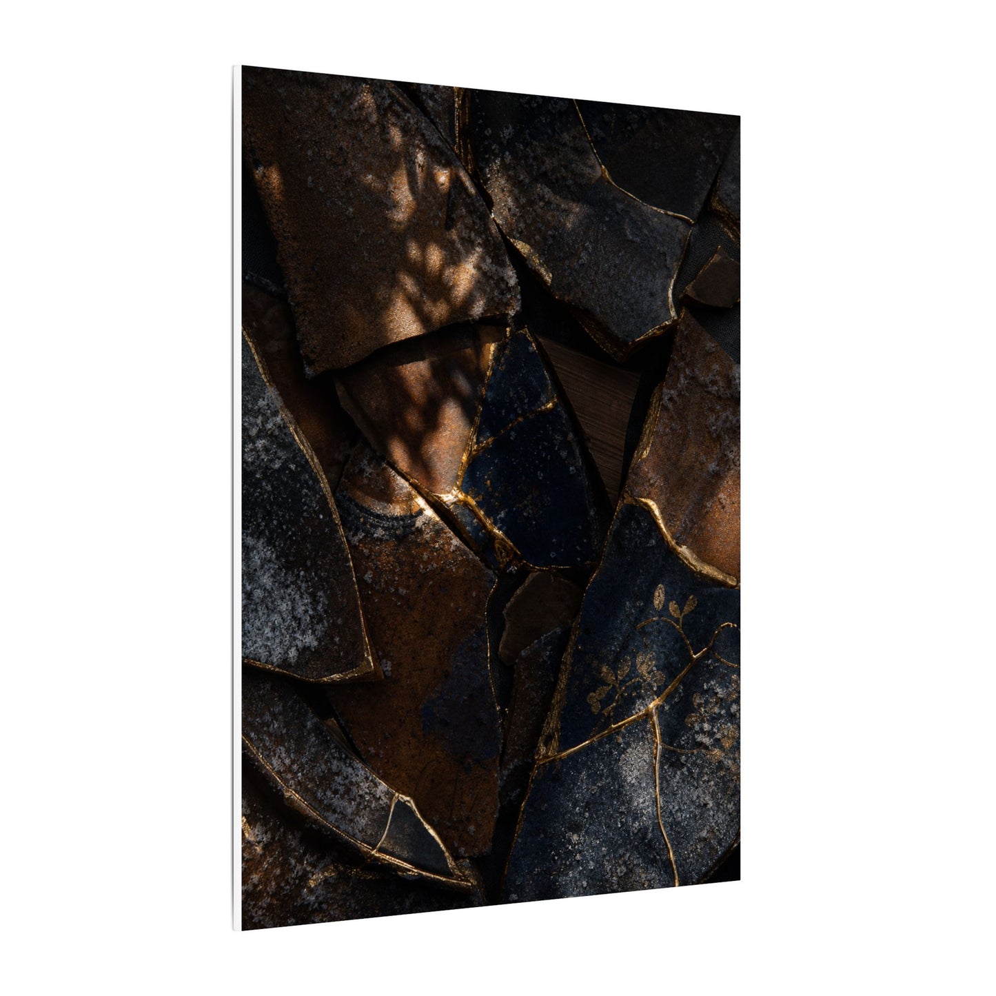 Fukinsei Broken Pottery Canvas Art - Dark Japandi Dark Texture