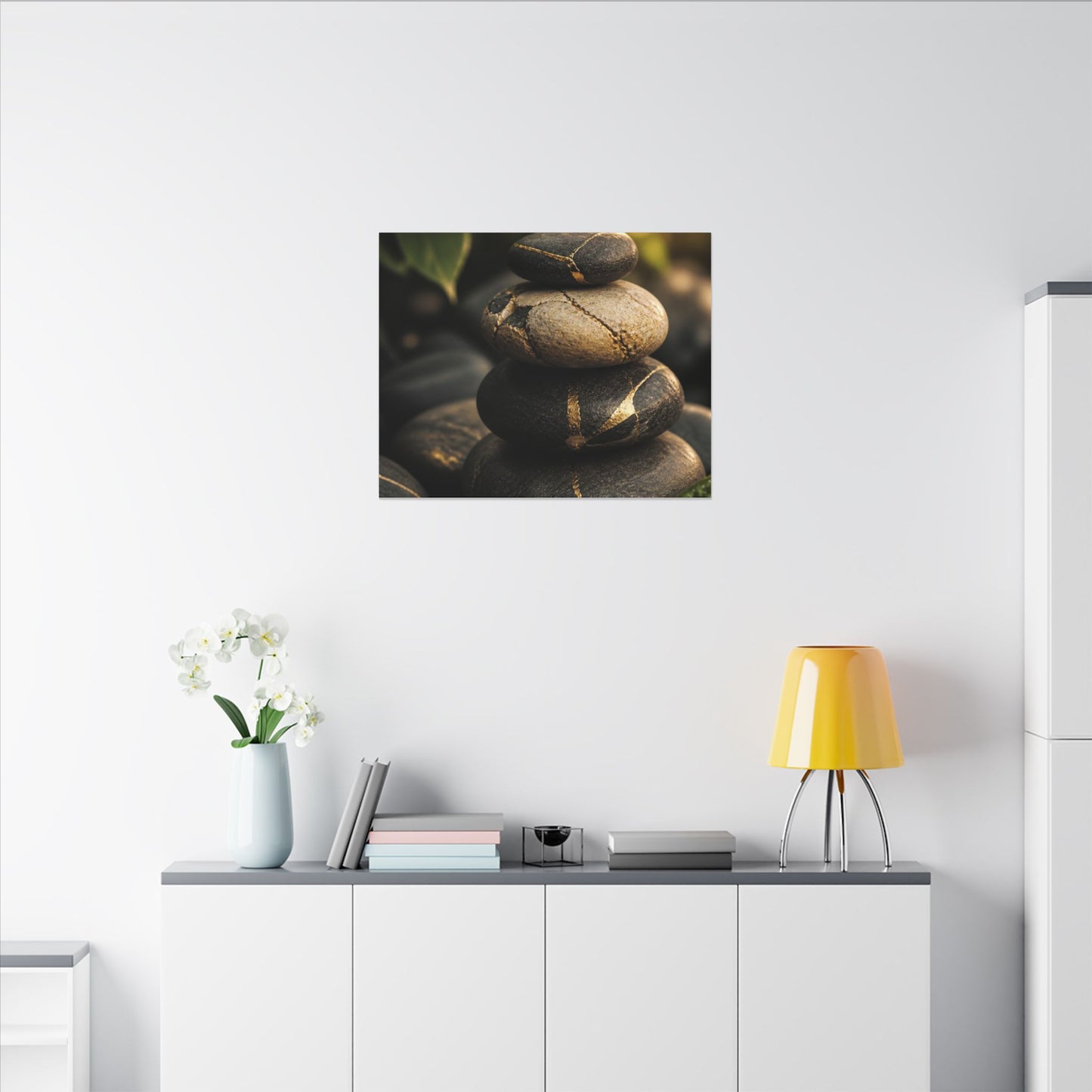 Summer River Stones Broken Beauty Canvas Art | Healing Decor