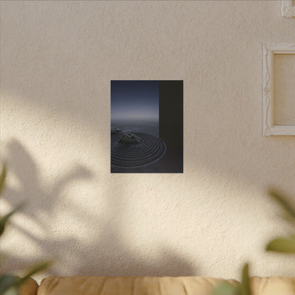 Ma Rock Garden Canvas Art - Dark Japandi Moody Minimal