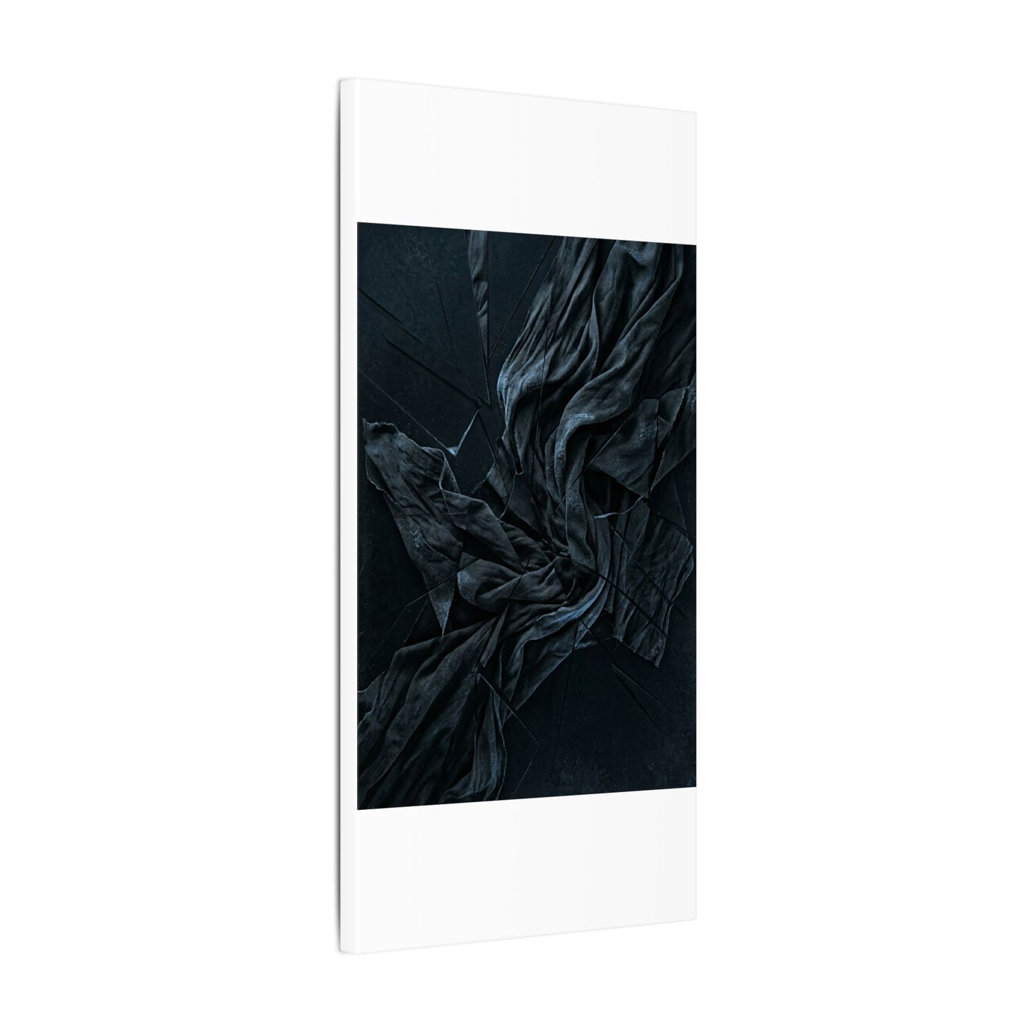 Dark Japandi Silk Drape in Moonlight | Moody Minimal Canvas Art
