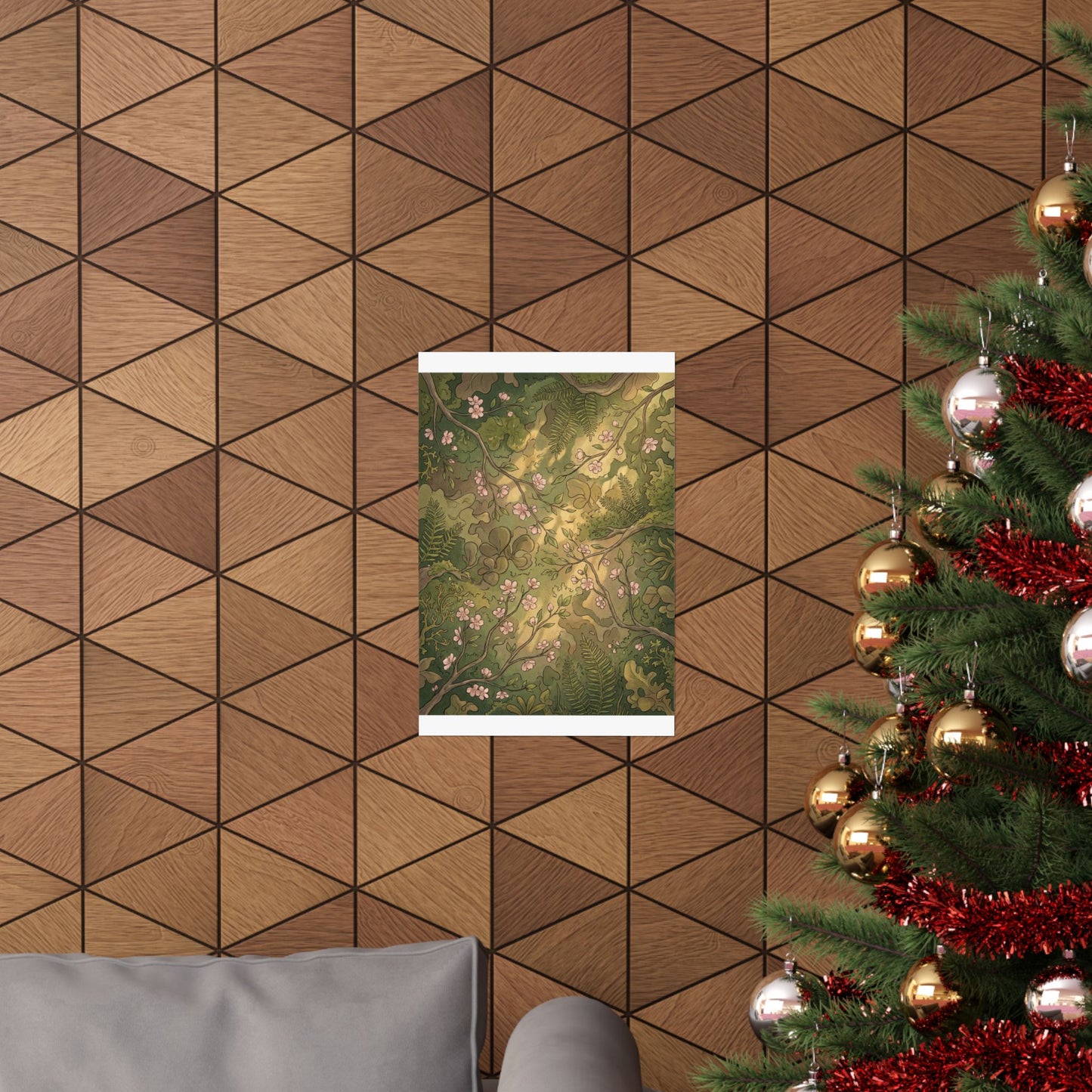 Summer Cherry Blossom Forest Whimsy Wall Art Print | Earthy Decor