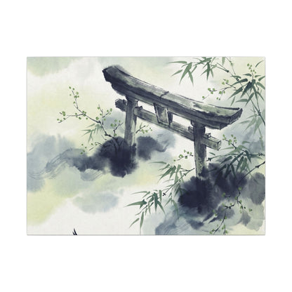 Torii Gate Sumi E Canvas Art | Serene Zen Art