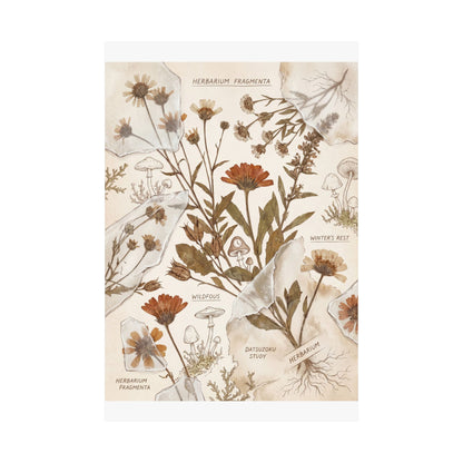 Winter Dried Flowers Herbarium Wall Art Print | Rustic Decor