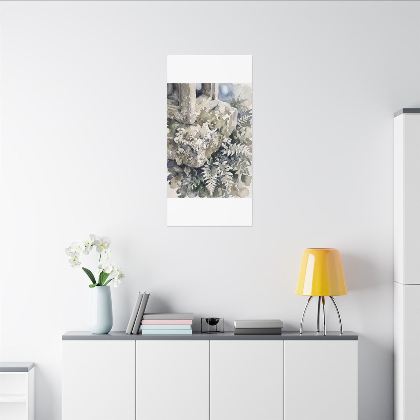 Stone Lantern Watercolor Canvas Art | Elegant Japandi Art