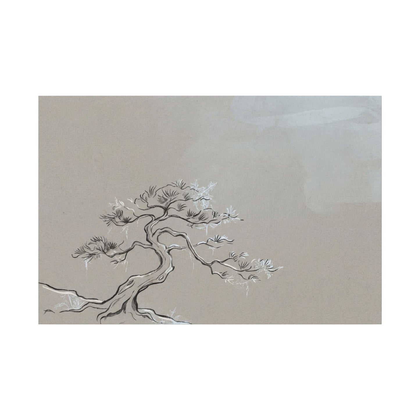 Pine Tree Minimal Line Canvas Art | Warm Japandi Art