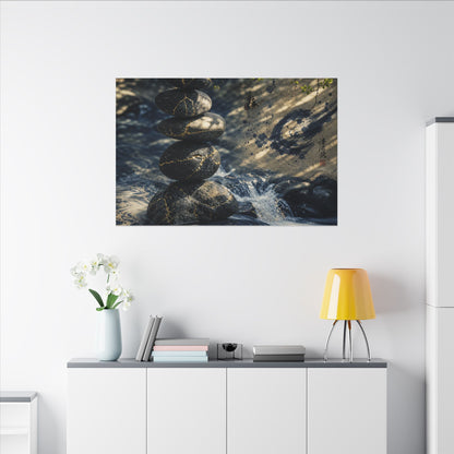 Kintsugi River Stones in Dappled | Broken Beauty Canvas Art