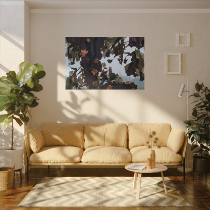 Rust Patina Charcoal Ink Canvas Art | Sophisticated Dark Japandi Art