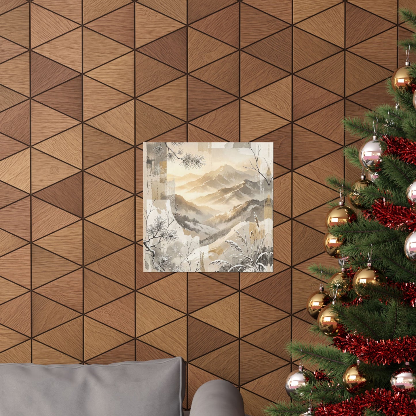 Mountain Mist Japanese Pattern Wall Art Print | Earthy Japandi Art