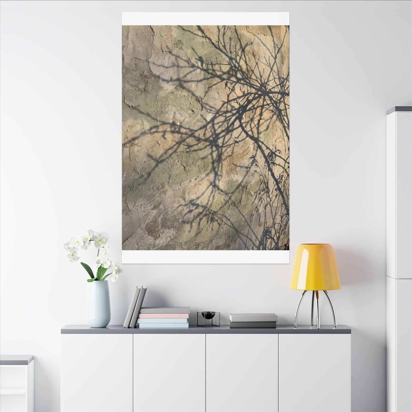Japandi Shadow Play in Golden Hour | Texture Canvas Art