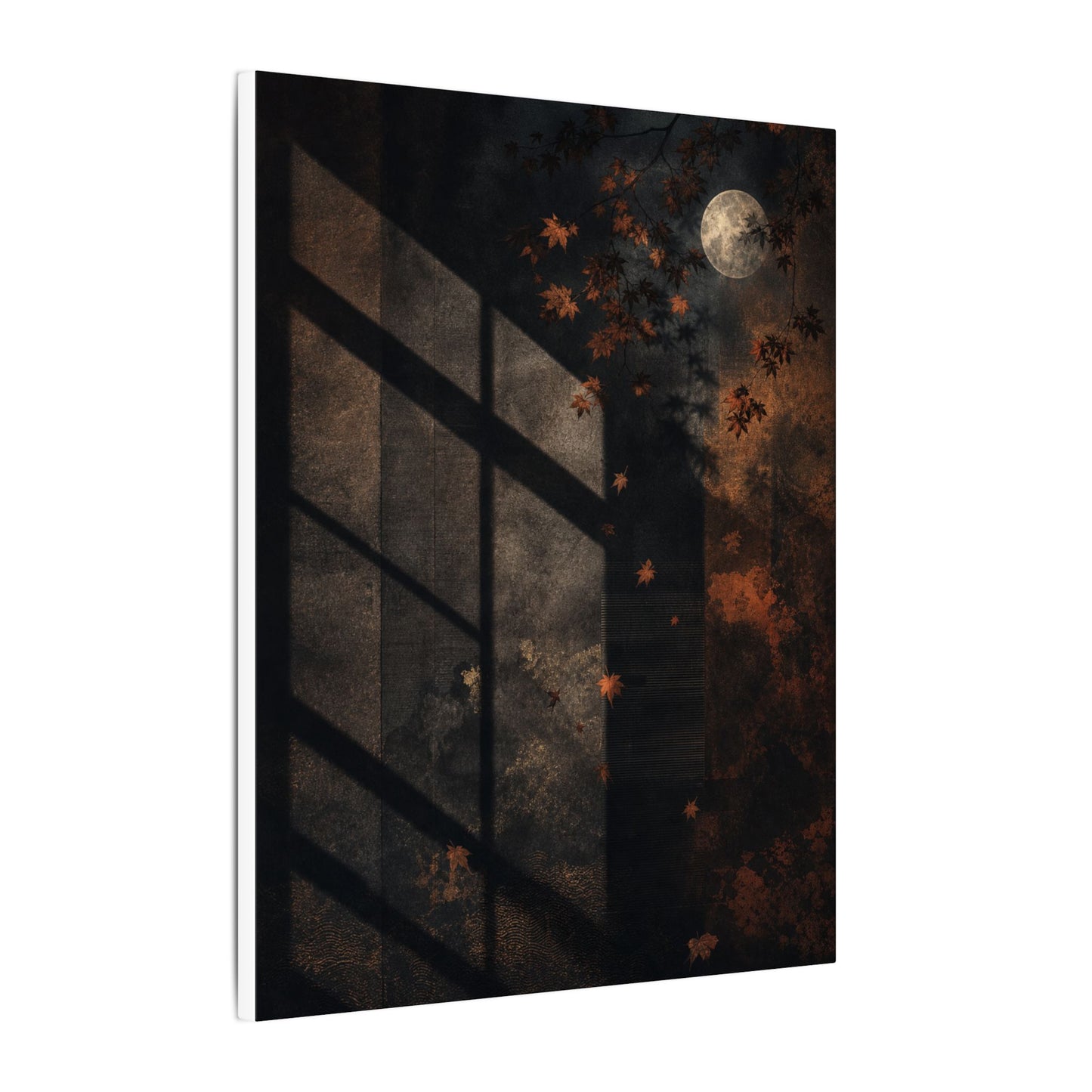 Sophisticated Shadow Play Canvas Art - Dark Texture Dark Japandi