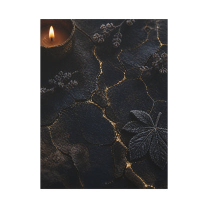 Candlelight Cracked Earth Canvas Art - Dark Japandi Ma