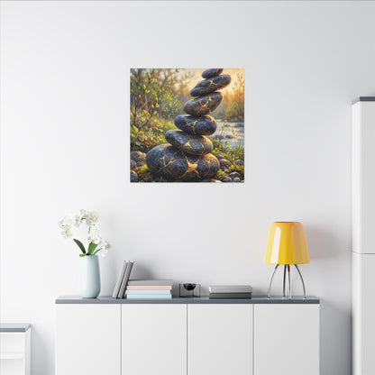 Spring River Stones Gold Repair Canvas Art | Healing Decor