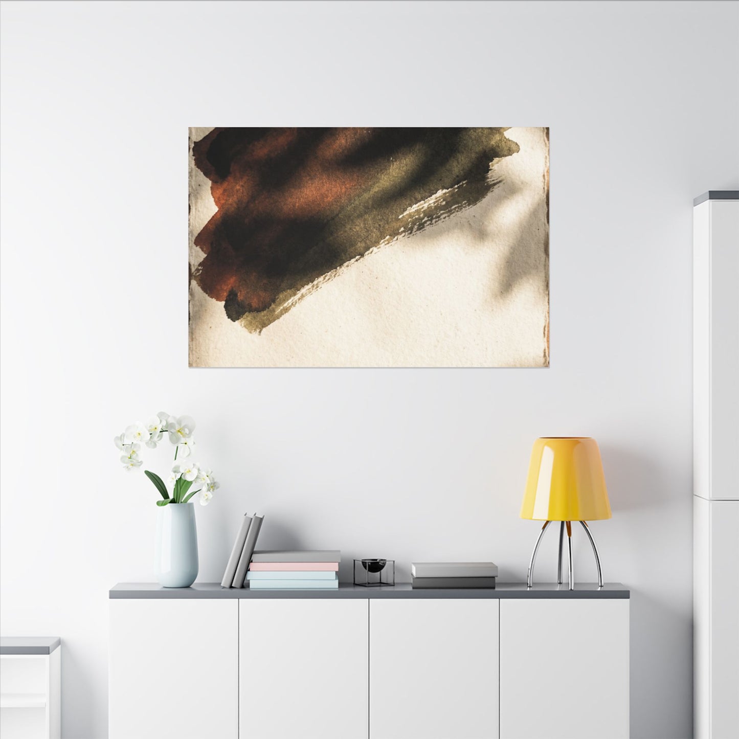 Ink Brushstroke Canvas Art | Summer Dark Japandi Moody Minimal Art