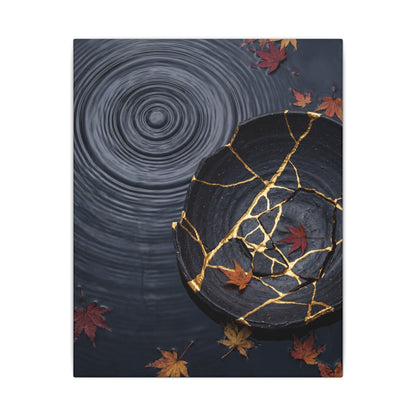 Philosophical Water Ripple Canvas Art - Gold Repair Kintsugi