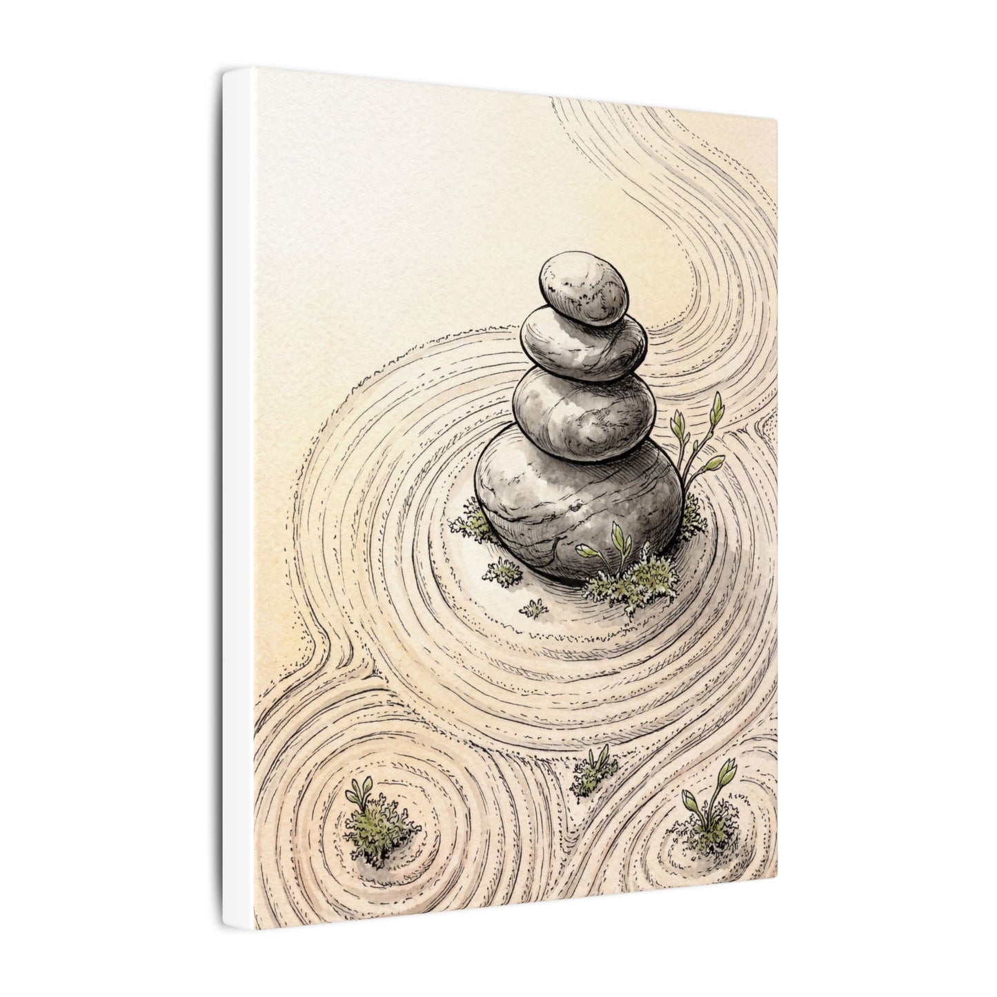 River Stones Spring Canvas Art | Zen Serene Design