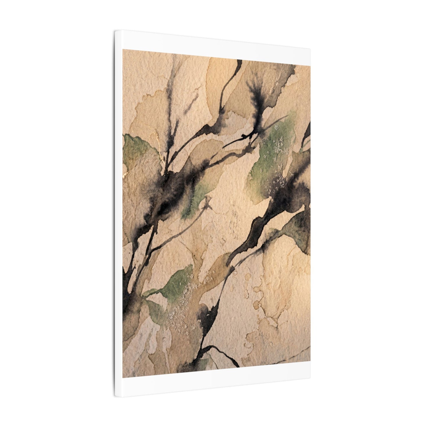 Japandi Shadow Play in Golden Hour | Watercolor Canvas Art