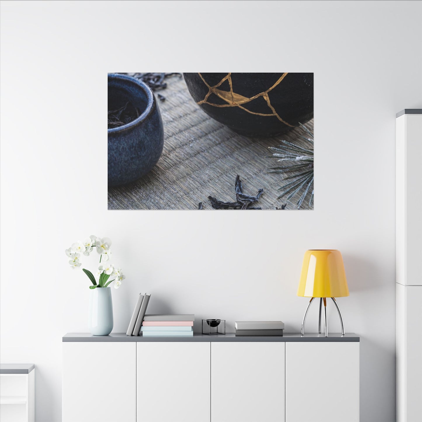 Kintsugi Tea Ceremony in Overcast | Gold Vein Canvas Art