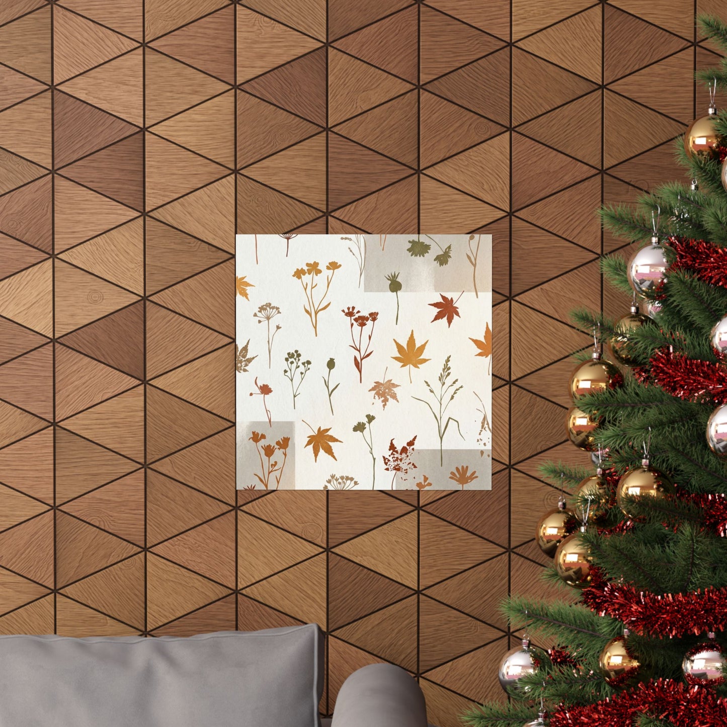 Warm Dried Flowers Wall Art Print - Japanese Pattern Japandi