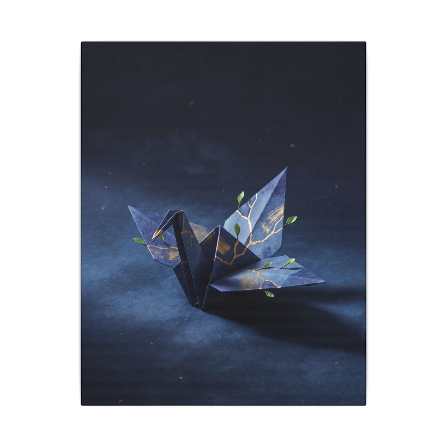 Kintsugi Paper Fold in Moonlight | Crackle Gold Canvas Art