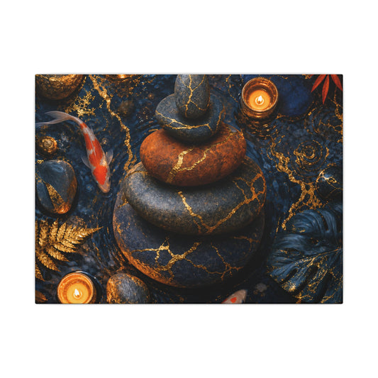 Summer River Stones Gold Vein Canvas Art | Resilient Decor