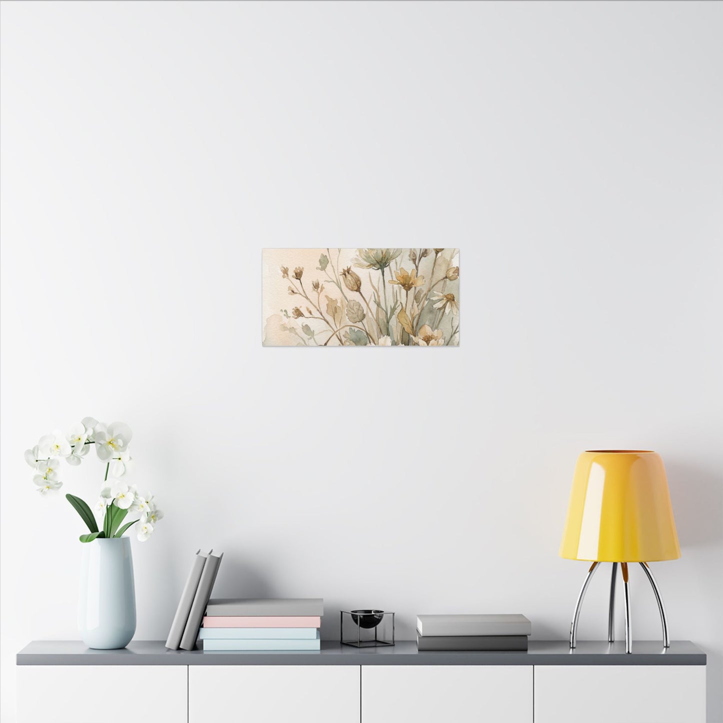 Summer Dried Flowers Watercolor Canvas Art | Elegant Decor