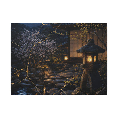 Seijaku Moonlit Garden Canvas Art - Kintsugi Gold Vein